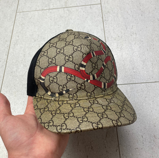 Gucci Kingsnake ‘GG’ supreme print baseball cap beige | size large